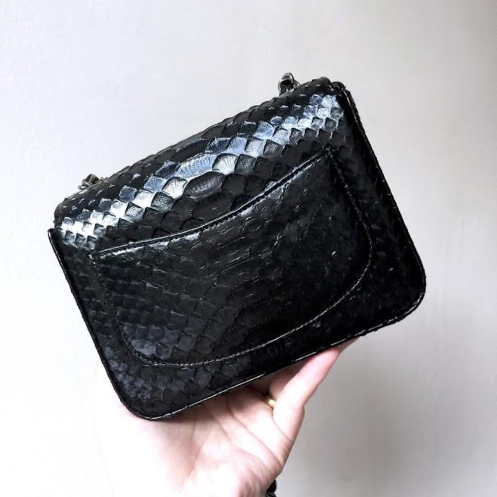 CHANEL Black Python Square Mini Bag - image 3